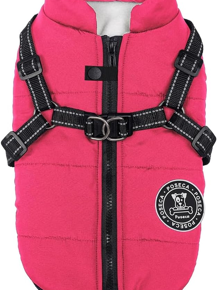 Chaqueta con arnés perro pequeño FUCSIA Talla M 2
