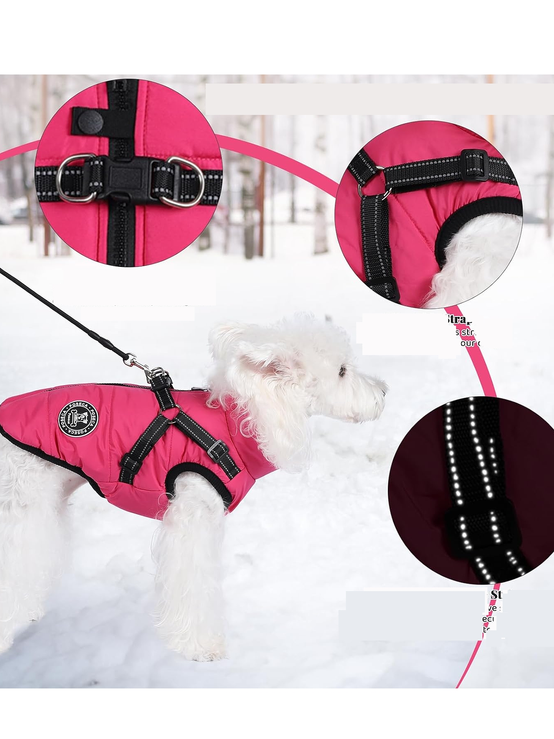 Chaqueta con arnés perro pequeño FUCSIA Talla M 5