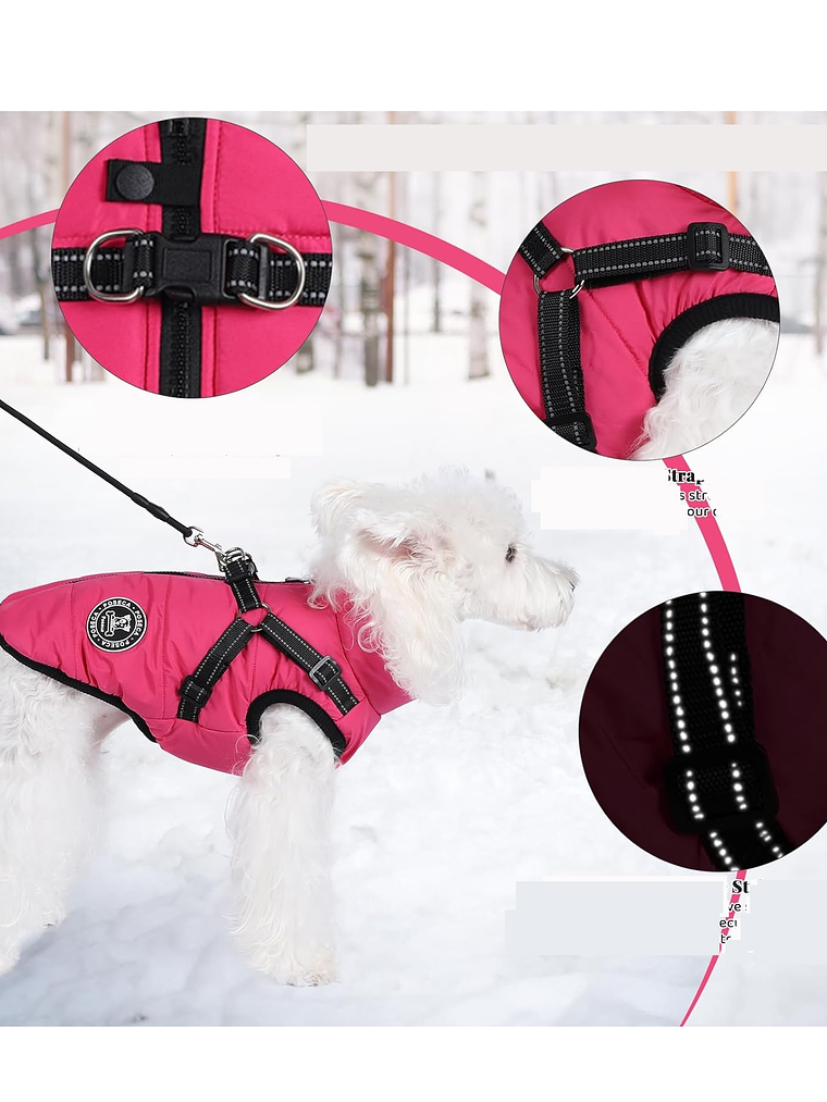 Chaqueta con arnés perro pequeño FUCSIA Talla M 5