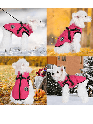 Chaqueta con arnés perro pequeño FUCSIA Talla M