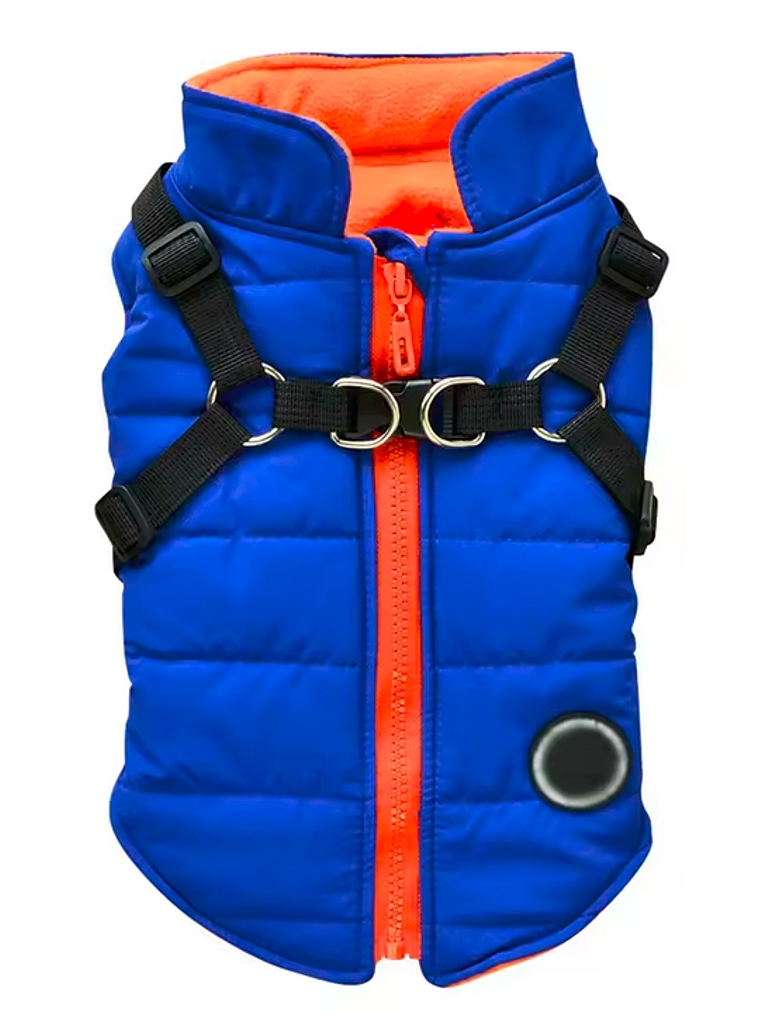 Chaqueta con arnés perro pequeño AZUL Talla L 2