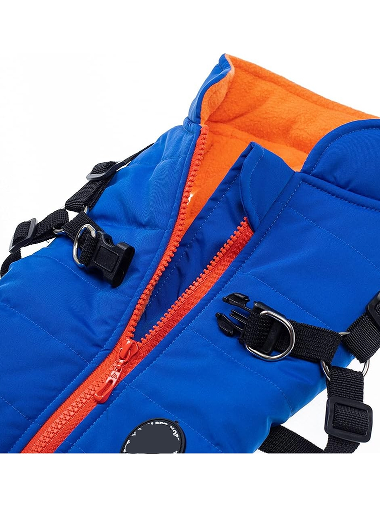 Chaqueta con arnés perro pequeño AZUL Talla L 4
