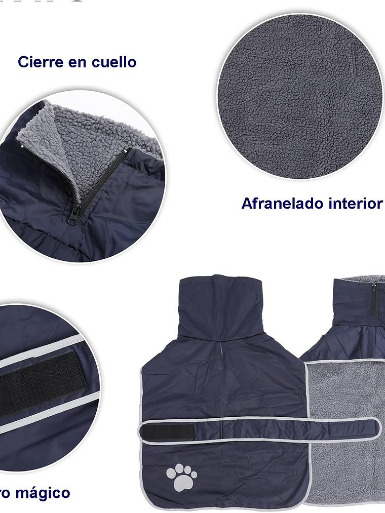Chaqueta tipo capa perro salchicha AZUL Talla S 4