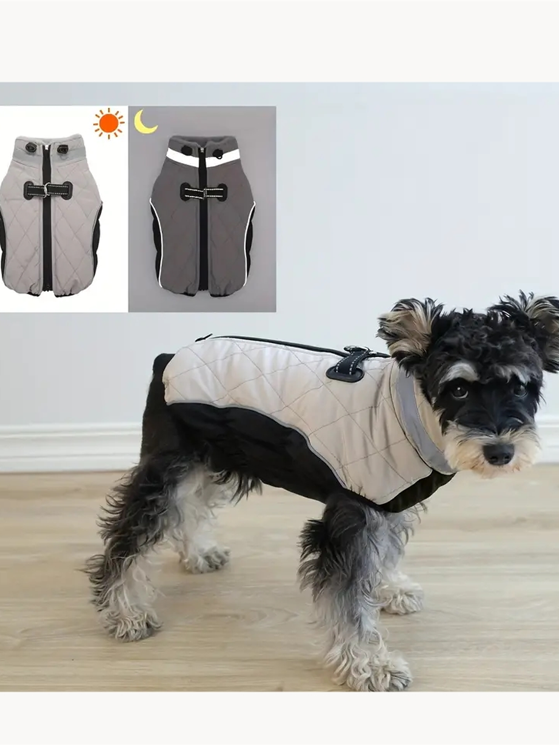 Chaqueta perro MINI Talla S color NEGRO y GRIS 1