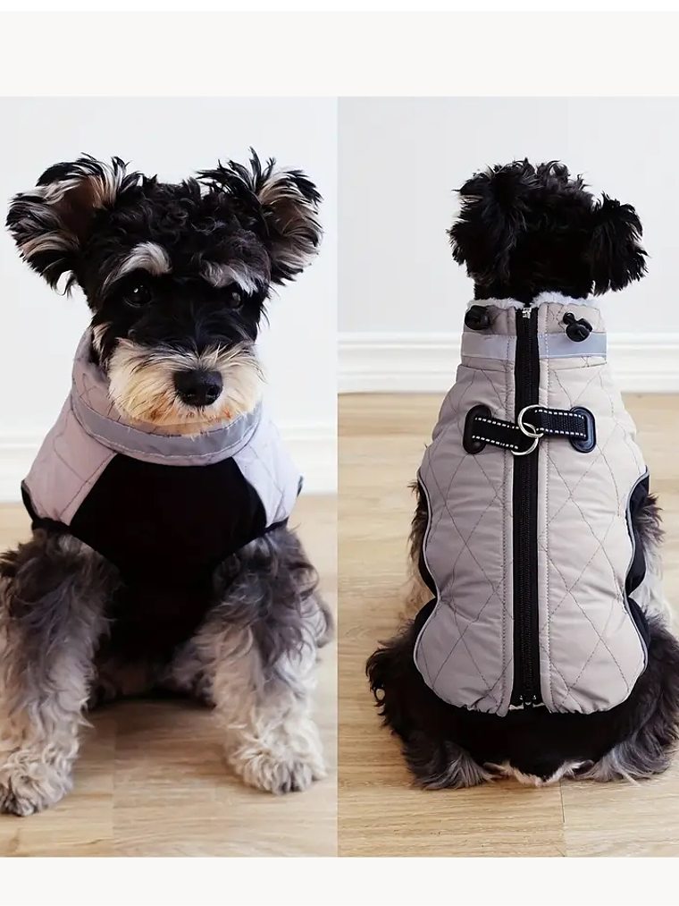 Chaqueta perro MINI Talla S color NEGRO y GRIS 4