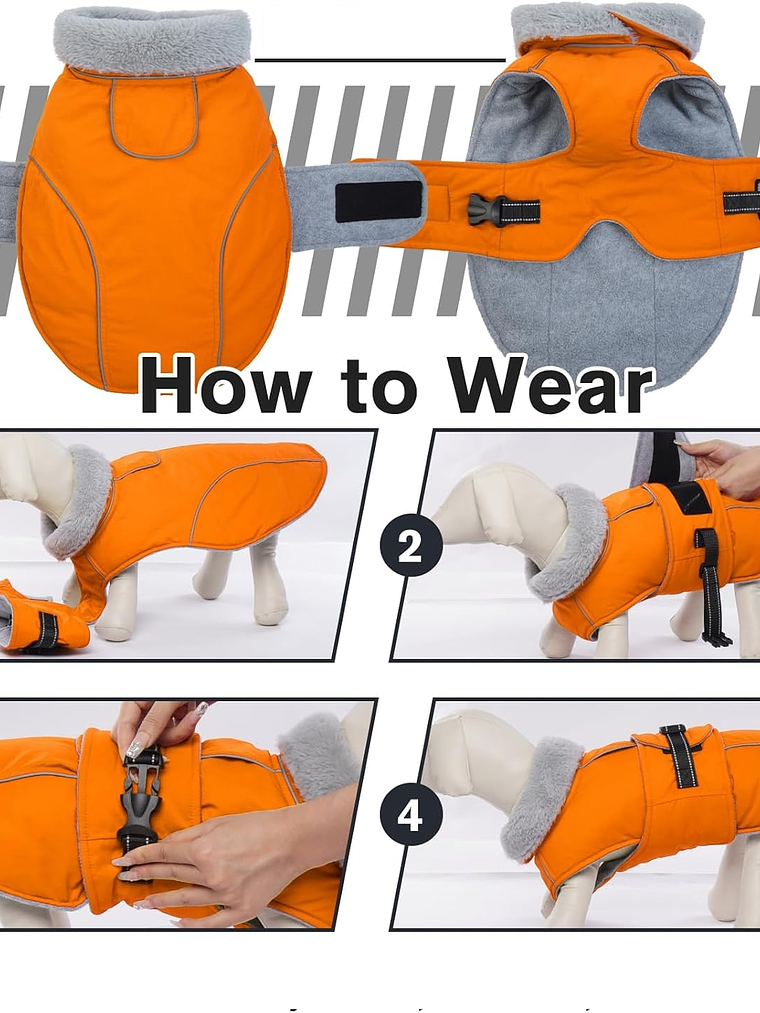 Chaqueta con forro polar perro pequeñoTalla S NARANJO GRIS 2