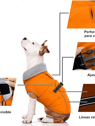 Chaqueta con forro polar perro pequeñoTalla S NARANJO GRIS
