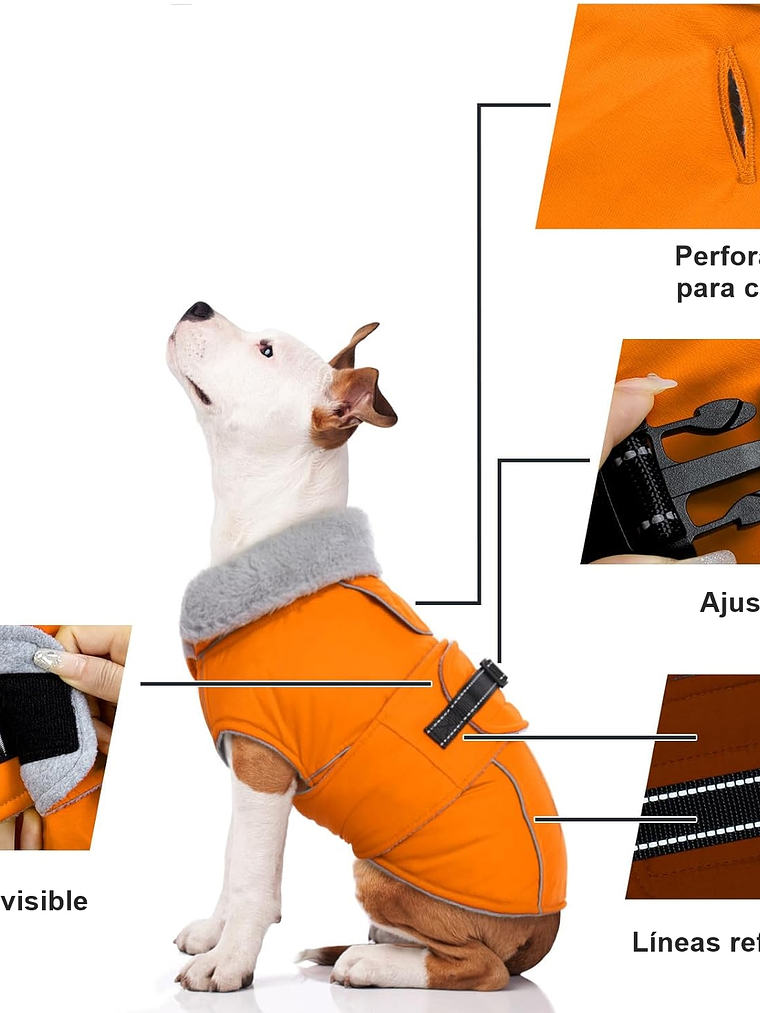 Chaqueta con forro polar perro pequeñoTalla S NARANJO GRIS 1