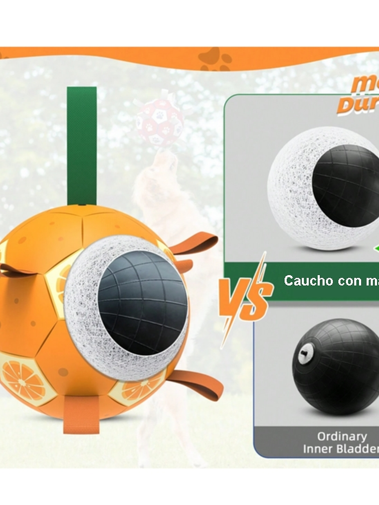 Pelota interactiva para perro incluye bombín NARANJA 4