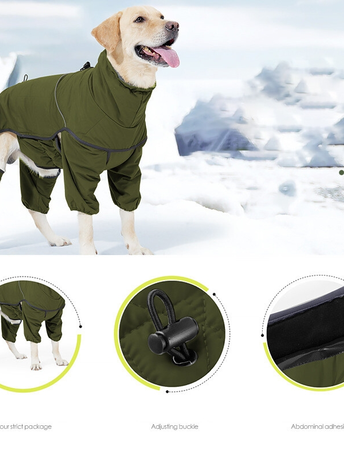 Buzo con piernas impermeable para perro mediano Talla M 2
