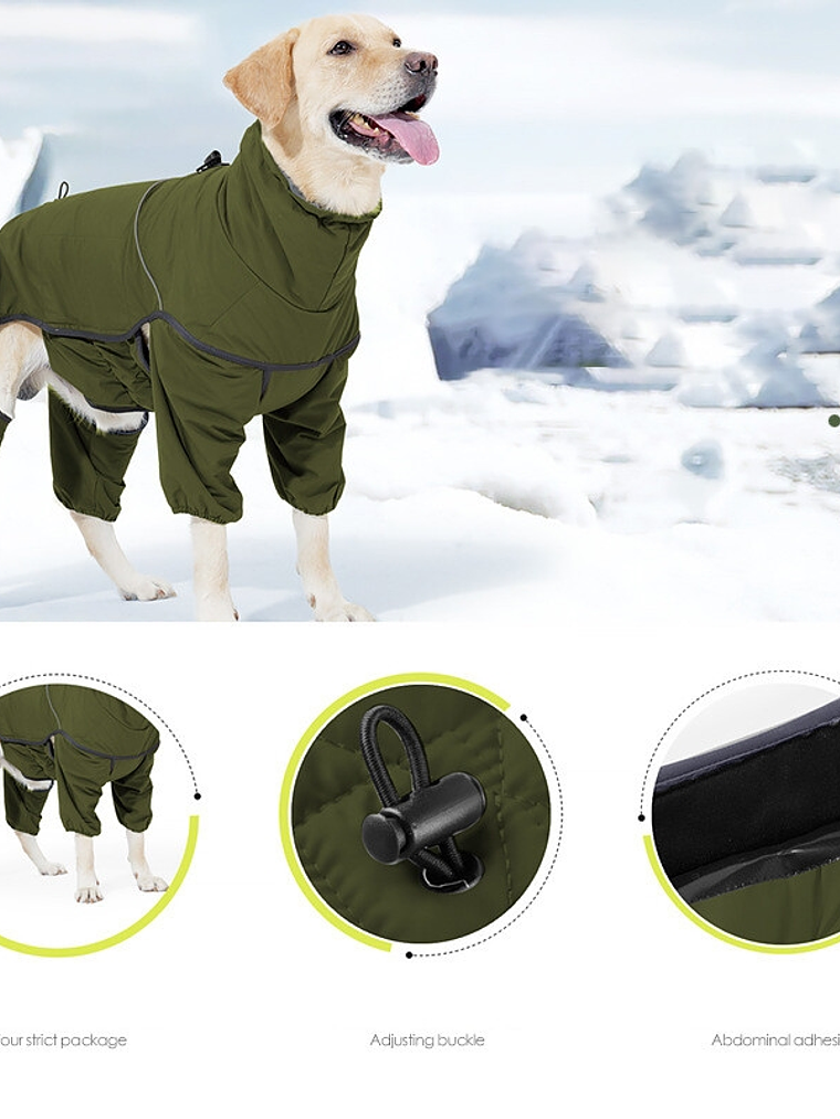Buzo con piernas impermeable para perro mediano Talla M 2