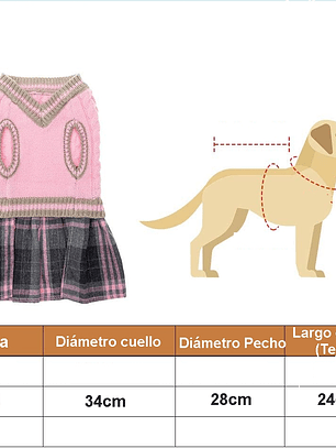 Vestido tejido con falda perro pequeñoTalla S