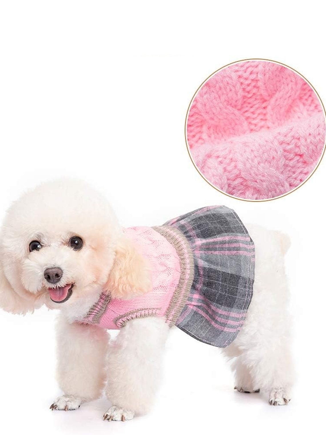 Vestido tejido con falda perro pequeñoTalla S 3