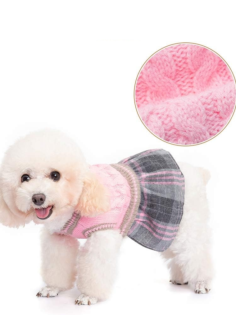 Vestido tejido con falda perro pequeñoTalla S 3