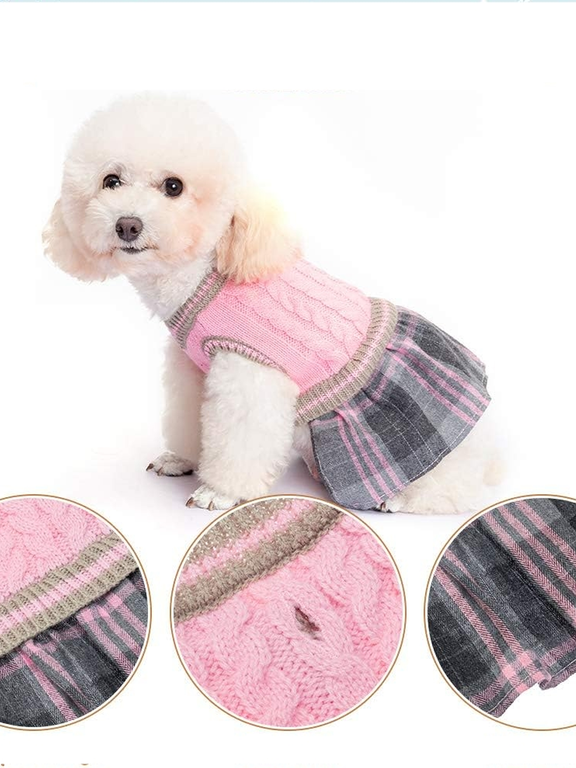 Vestido tejido con falda perro pequeñoTalla S 4