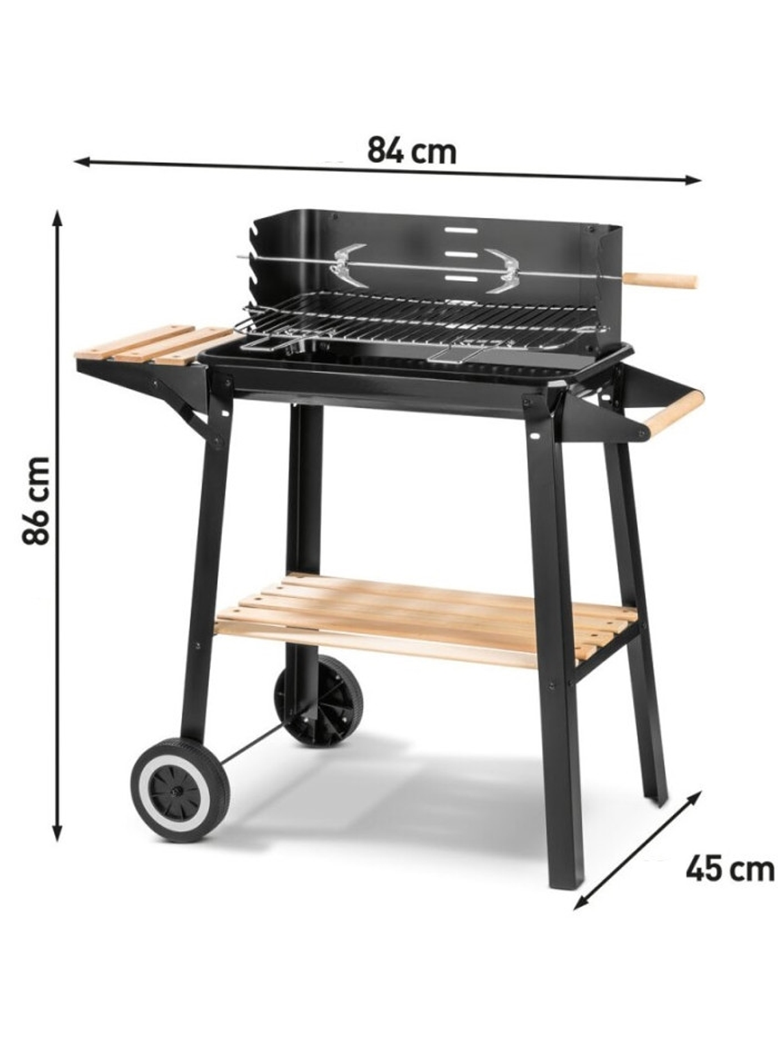 Parrilla para carbón con ruedas y grill 5