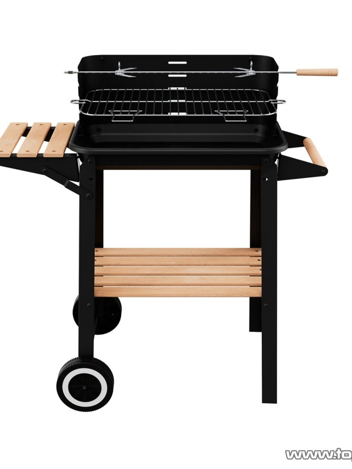 Parrilla para carbón con ruedas y grill 4