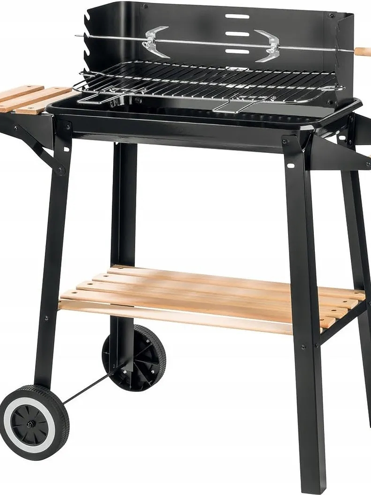 Parrilla para carbón con ruedas y grill 3