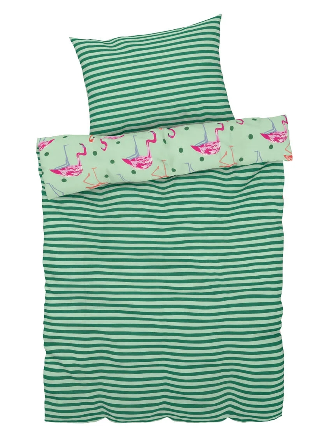 Cubre plumón y funda de cojín 1 PLAZA FLAMENCOS REVERSIBLE 135x200cm 2