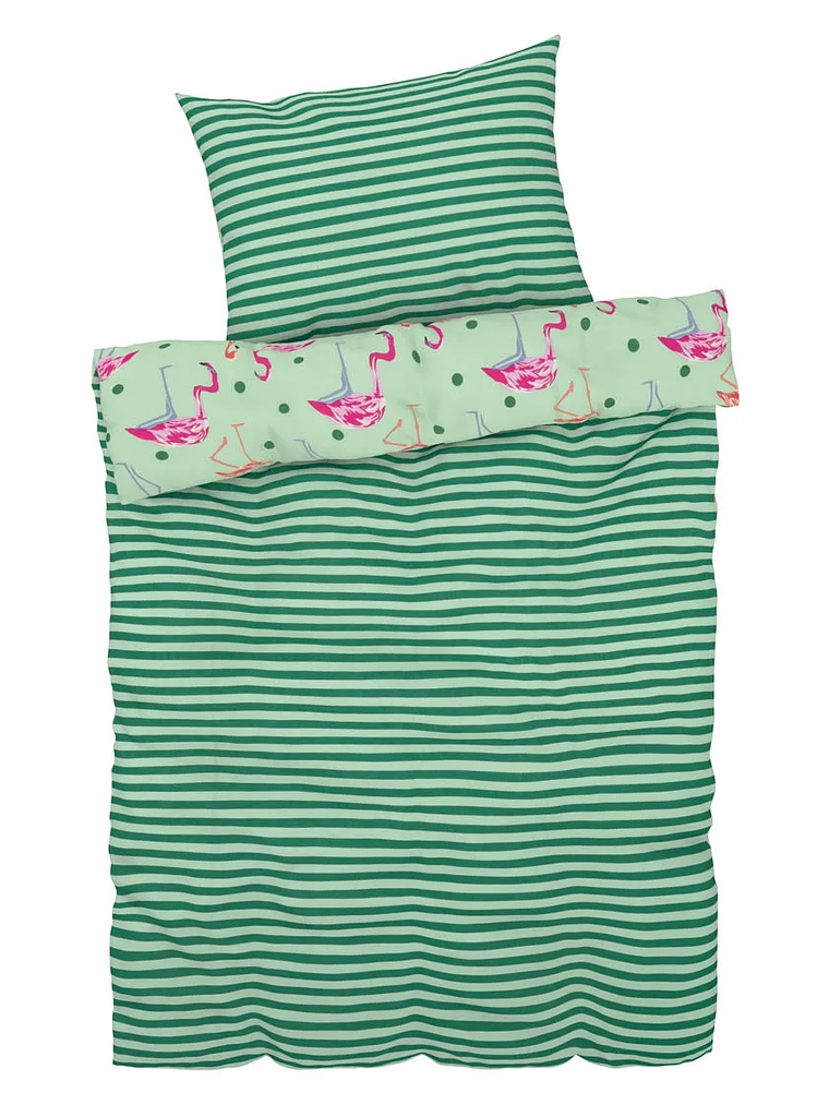 Cubre plumón y funda de cojín 1 PLAZA FLAMENCOS REVERSIBLE 135x200cm 2