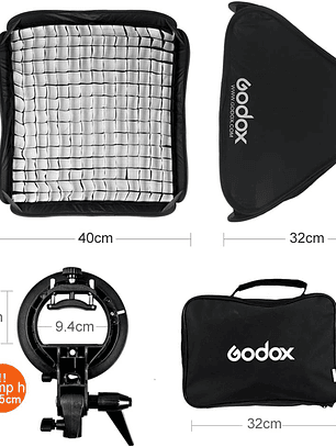 SOFTBOX GODOX 40x40 con GRID y adaptador Bowen S