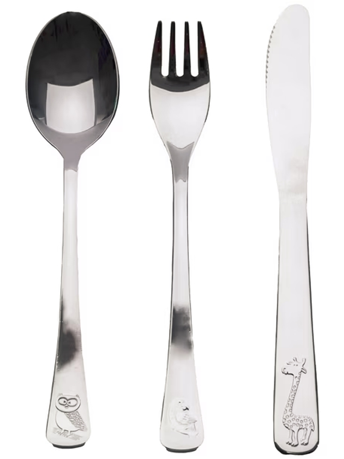 SET de 3 cubiertos de metal para bebé 36 meses animalitos 2