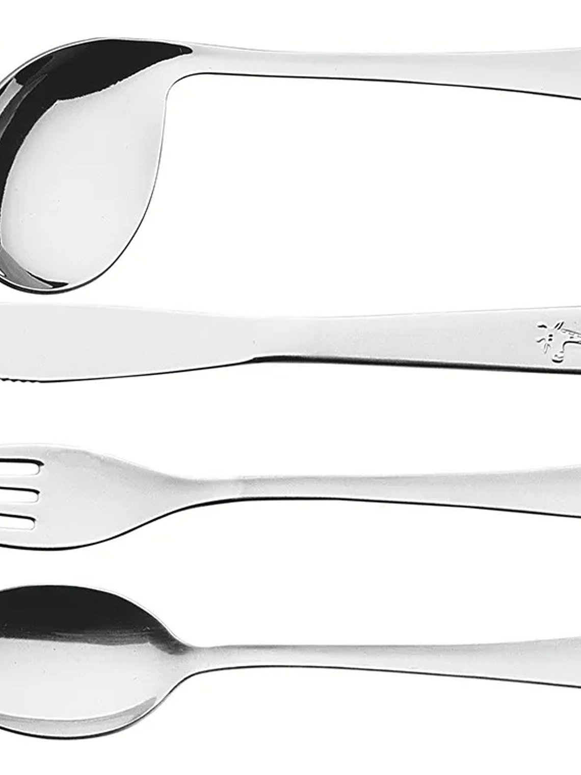 Set de 4 cubiertos de metal para bebé 36 meses animalitos 1
