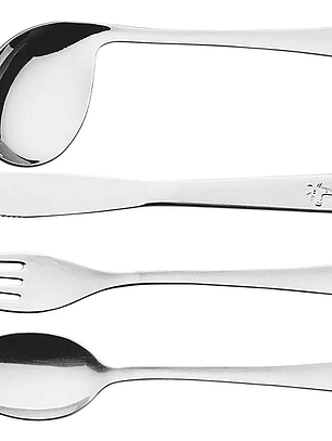 Set de 4 cubiertos de metal para bebé 36 meses animalitos
