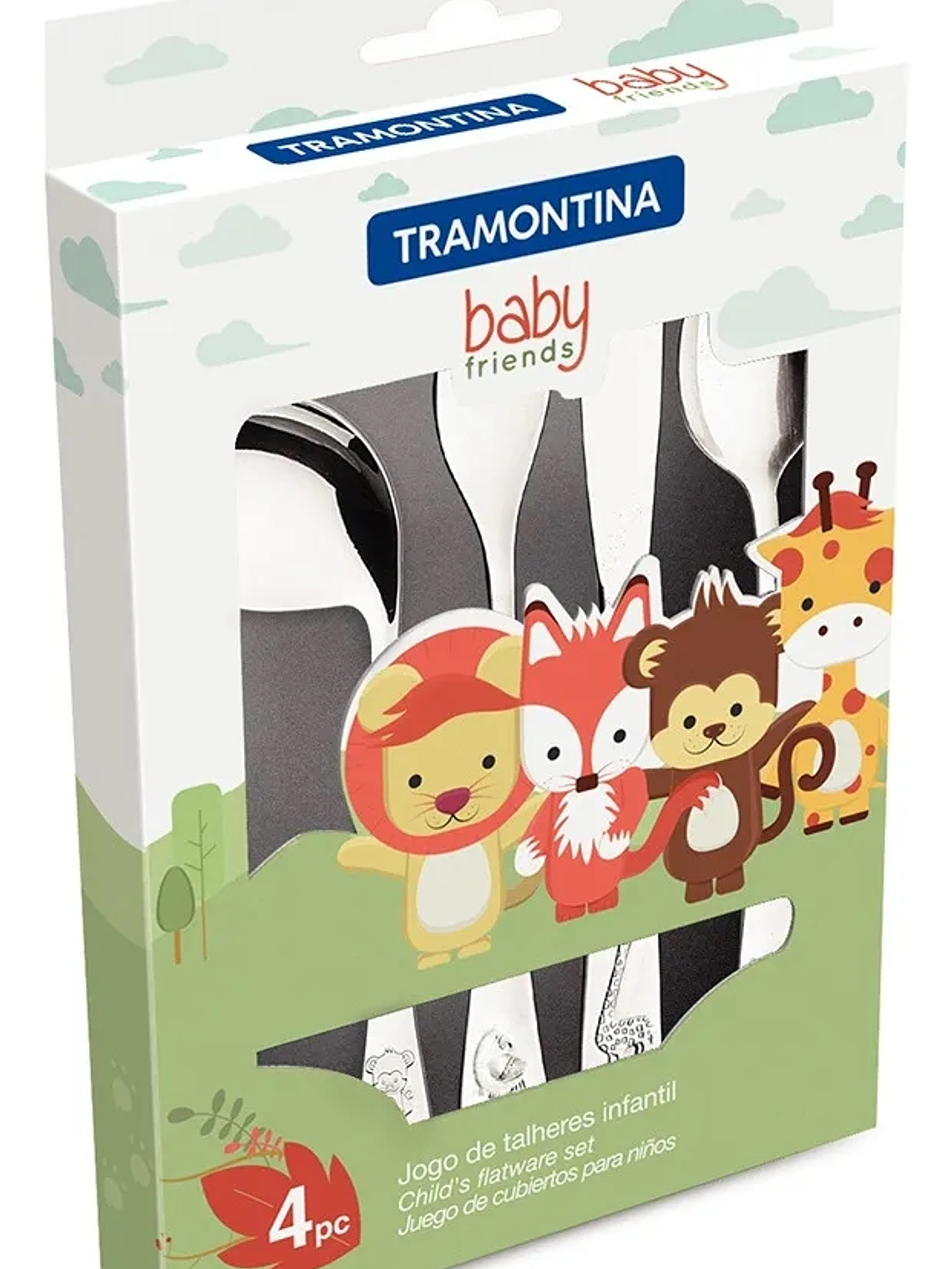 Set de 4 cubiertos de metal para bebé 36 meses animalitos 2