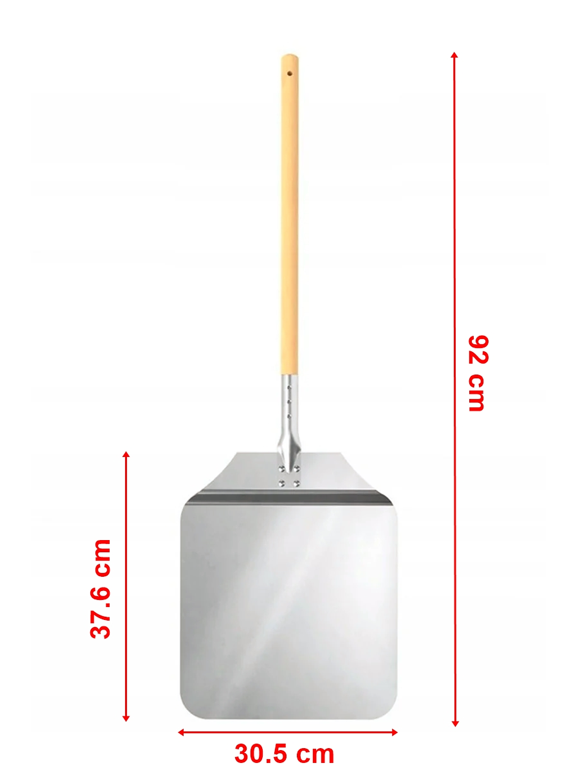 Pala inoxidable para pizza con mango de madera 2