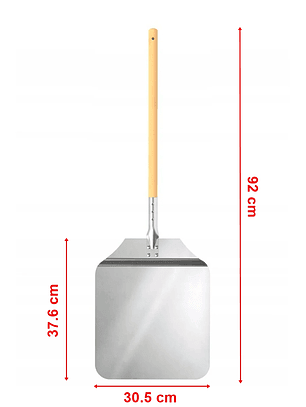 Pala inoxidable para pizza con mango de madera