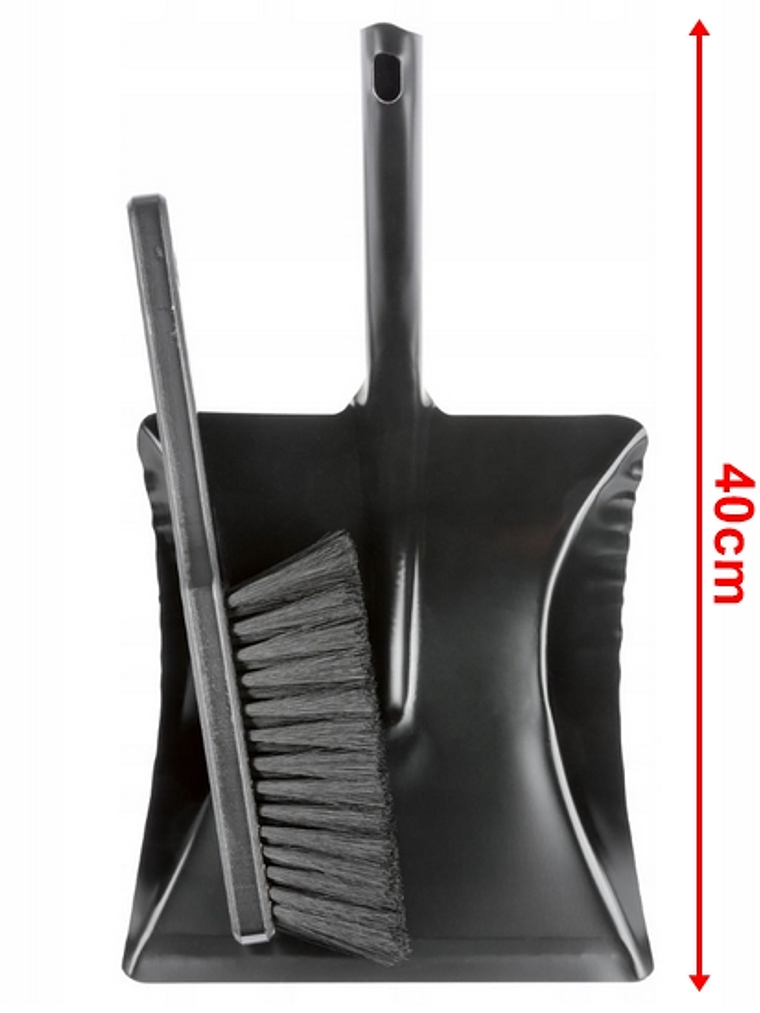 Pala manual galvanizada para recoger con escobillón de madera 3