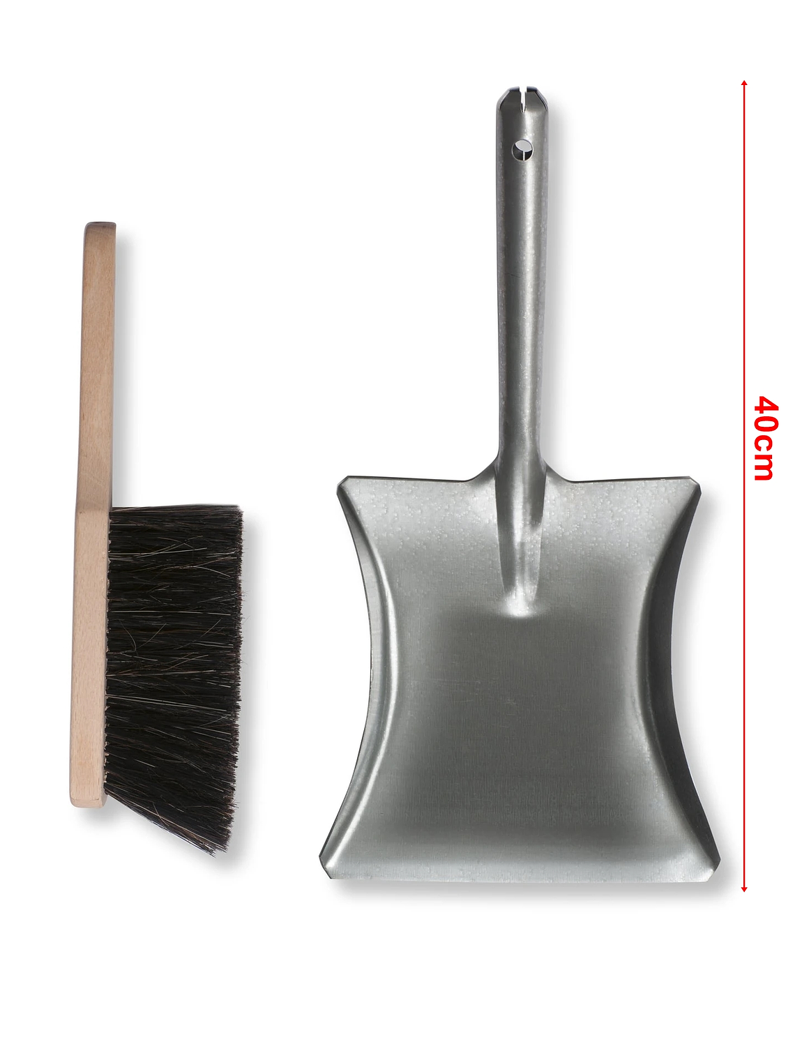 Pala manual galvanizada para recoger con escobillón de madera 8