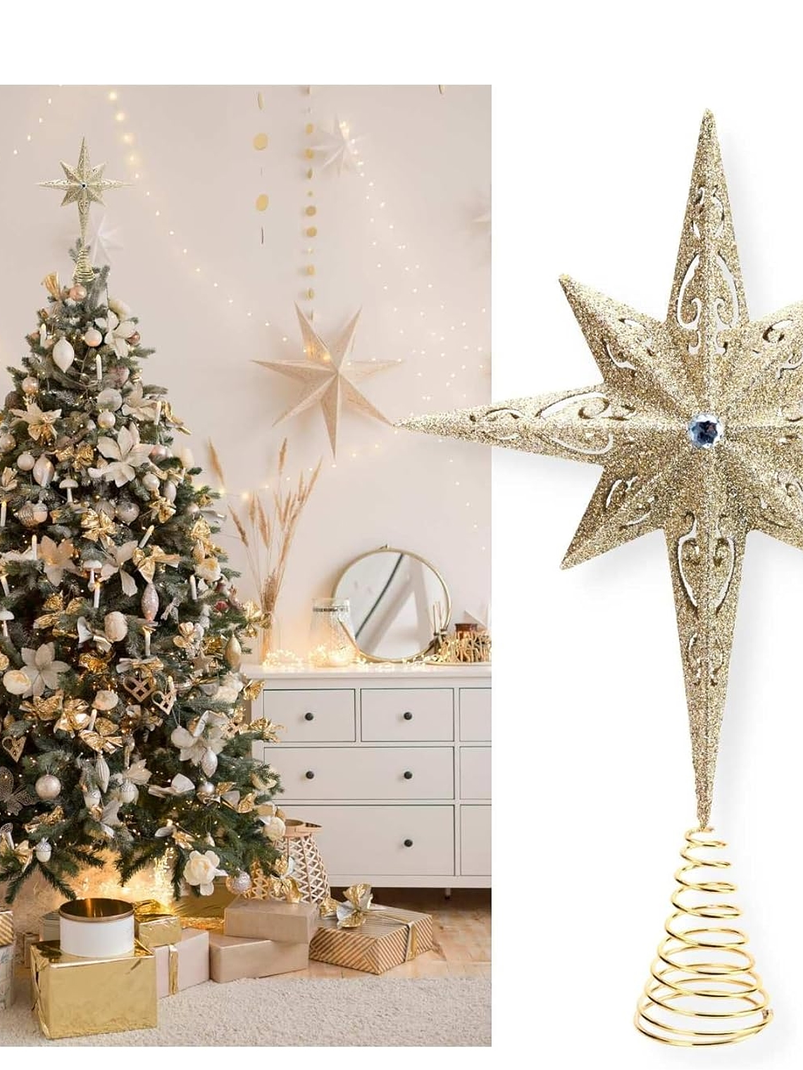 ADORNO ESTRELLA GRANDE 38x25cm para árbol navideño 1