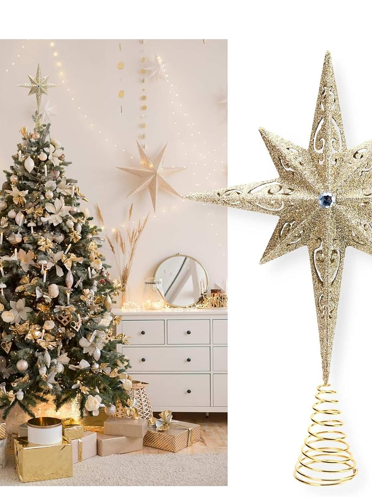 ADORNO ESTRELLA GRANDE 38x25cm para árbol navideño 1