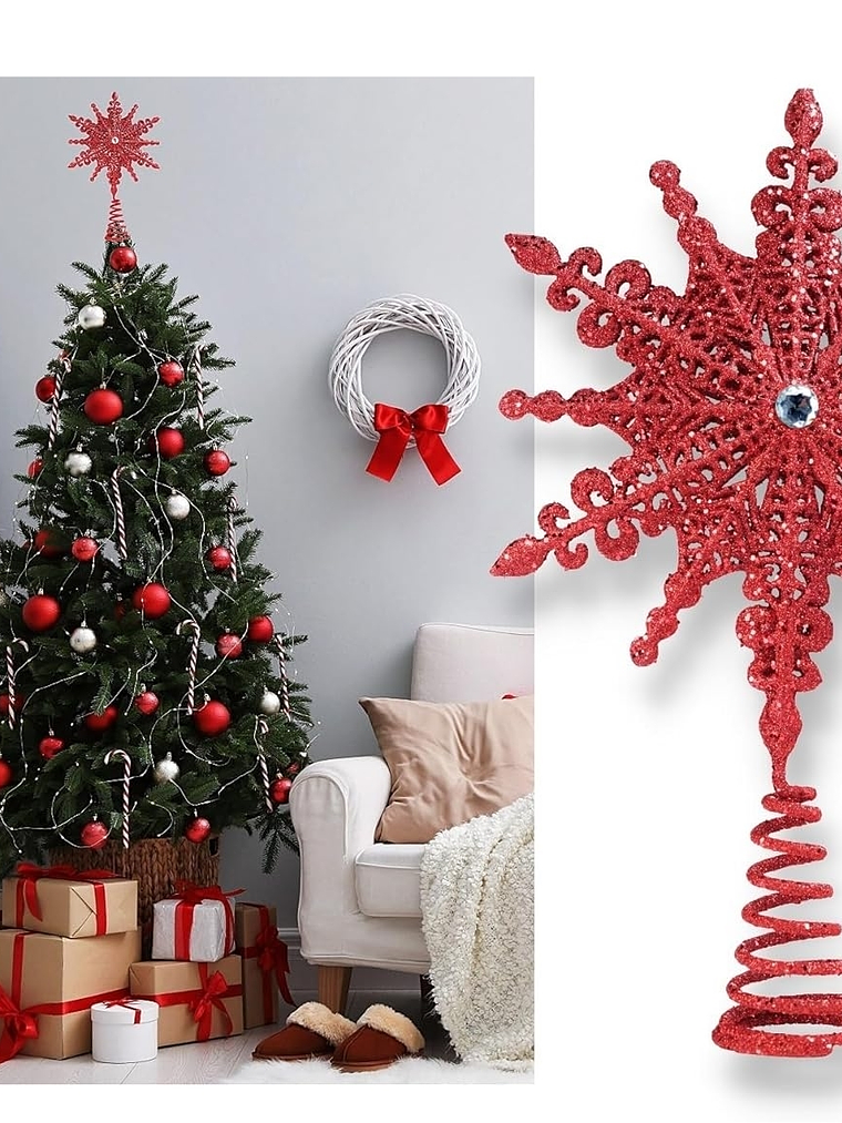 ADORNO ESTRELLA 3D 16x20 cm para árbol navideño 1