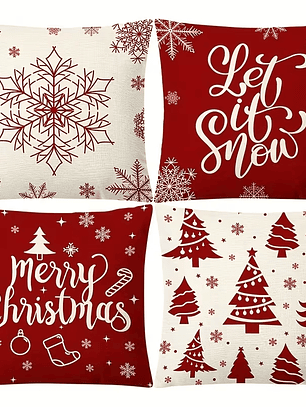 4 Fundas Cojines fibra natural Decoracion Navidad 45x45 SIN COJIN