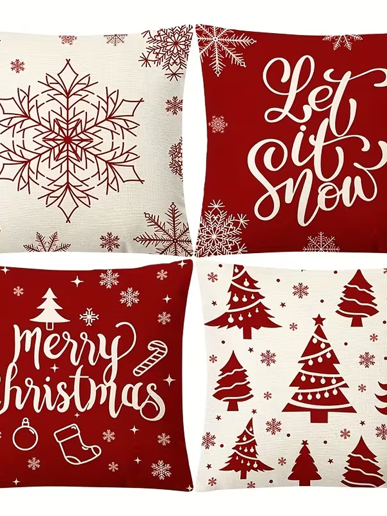 4 Fundas Cojines fibra natural Decoracion Navidad 45x45 SIN COJIN 1