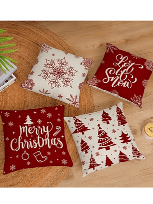 4 Fundas Cojines fibra natural Decoracion Navidad 45x45 SIN COJIN