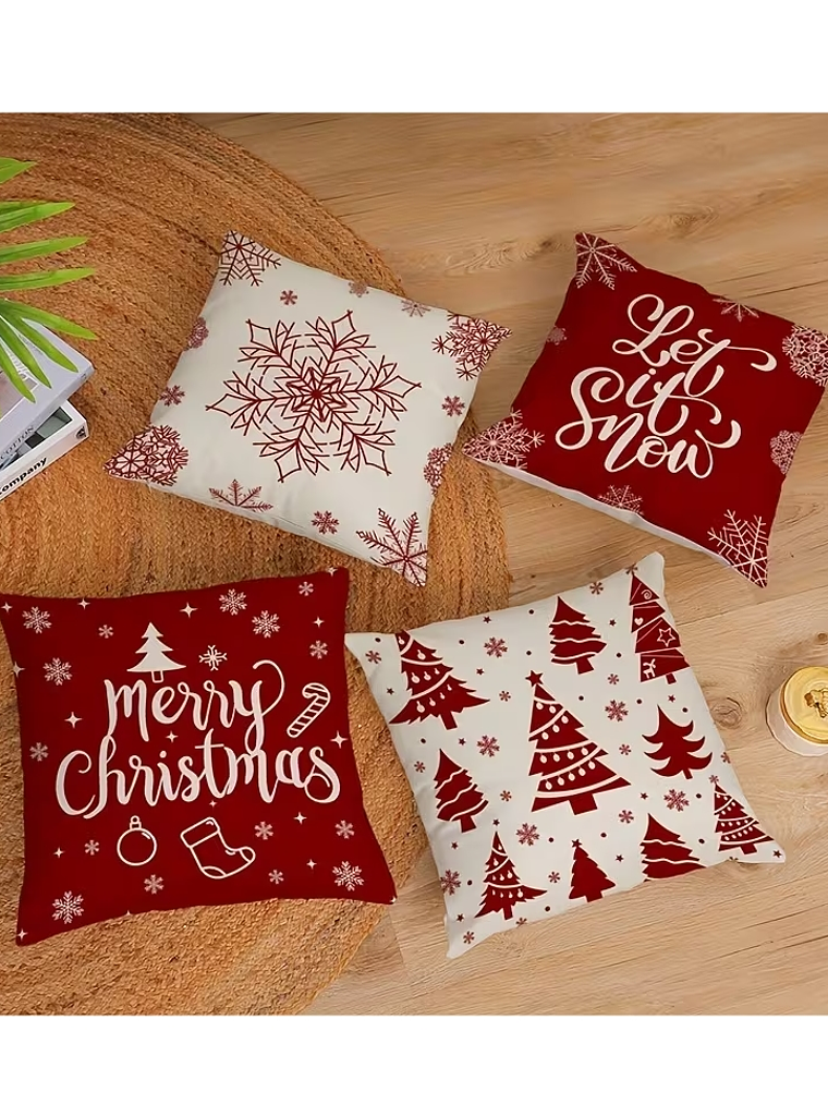 4 Fundas Cojines fibra natural Decoracion Navidad 45x45 SIN COJIN 2
