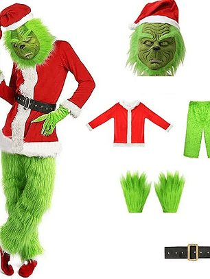 DISFRAZ de El Grinch adulto FELPA 6 piezas