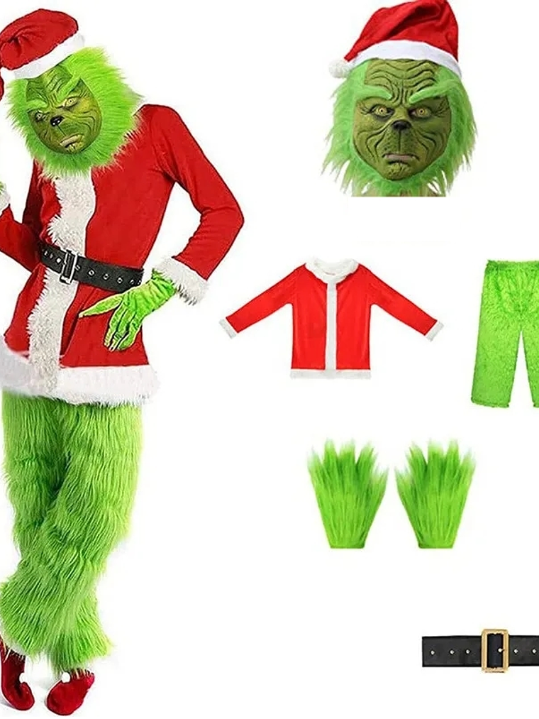 DISFRAZ de El Grinch adulto FELPA 6 piezas 1
