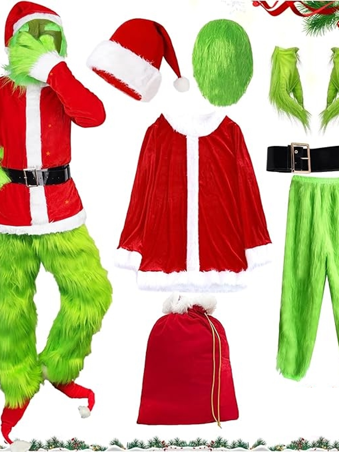 DISFRAZ de El Grinch adulto PLUSH 8 piezas 2
