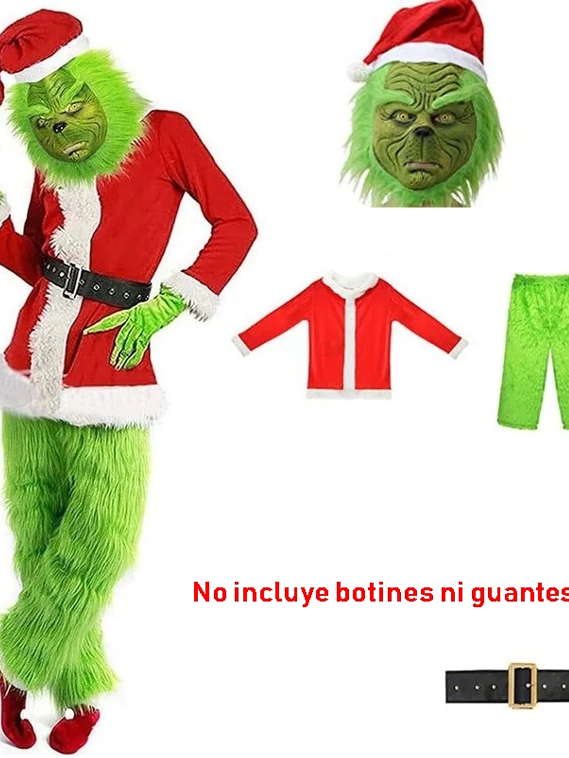DISFRAZ de El Grinch adulto FELPA 5 piezas 1