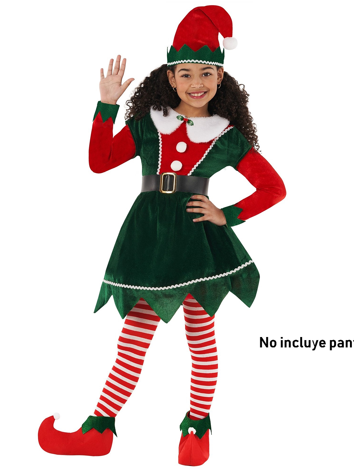 Disfraz Niña elfo, Talla S, edad 4 a 6 años, plush brillante 1