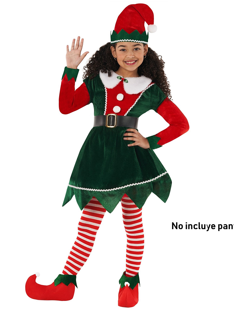 Disfraz Niña elfo, Talla S, edad 4 a 6 años, plush brillante 1