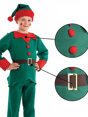 Disfraz elfo con pantalón, Talla L, niño 10-12 años
