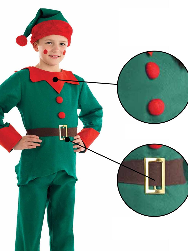 Disfraz elfo con pantalón, Talla L, niño 10-12 años 2