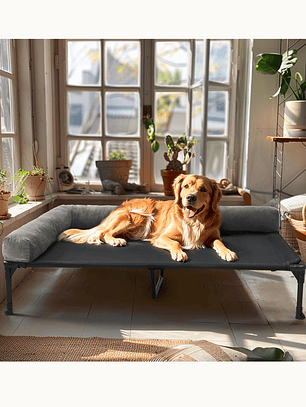 Cama elevada para mascota con respaldo acolchado TALLA XL