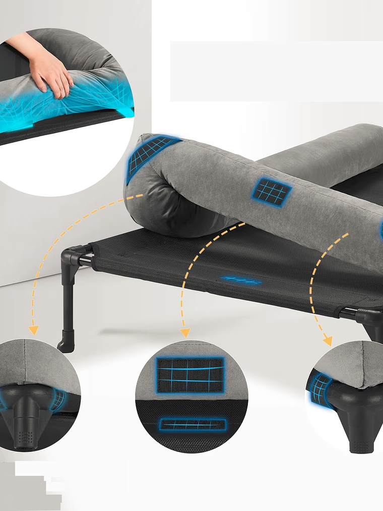 Cama elevada para mascota con respaldo acolchado TALLA XL 4